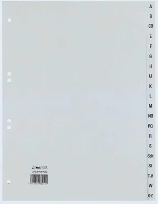Produktbild von Rexel Register A4 PP A-Z 20-tlg.grau, Alphabetischer Registerindex, Polypropylen (PP), Grau, A4, 226 mm, 297 mm