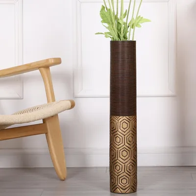 Produktbild von Leewadee Bodenvase 65 cm - Hohe Polyresin Deko für Pampasgras