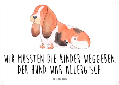 Produktbild von Mr. & Mrs. Panda tafel Hund Basset Hound DIN A4 - Weiß - Geschenk, Blechschild, Magnetschild, Retro, Niedlich, Süß, Schild, Wandbild, Lustig, Sprüche