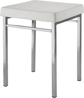 Produktbild von Sitzhocker Badhocker Metall verchromt Polster Kunstleder weiß
