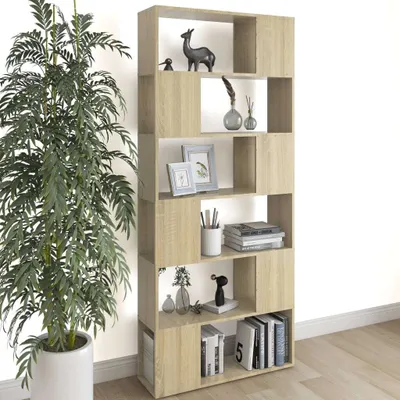 Zdjęcie produktu dla vidaXL Regał rozdzielający pokój dąb sonoma 80x24x186 cm materiał drewnopochodny - Regał - Regały - Regał - Półki na książki