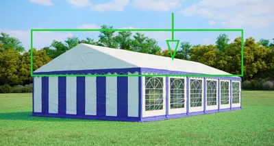 Obrázek produktu pro Náhradní střešní plachta pro párty stan 6x12 m – PVC 500 g/m², boční výška 2 m, bez konstrukce - Modro-bílá