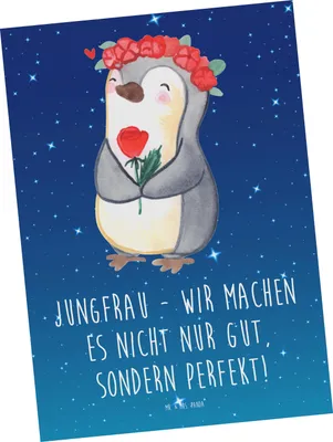 Produktbild von Mr. & Mrs. Panda Postkarte Jungfrau Perfektion - Sternenhimmel Blau - Geschenk, Geschenke, Ansichtskarte, Tierkreiszeichen, Sternzeichen, Fotokarte, Organisation