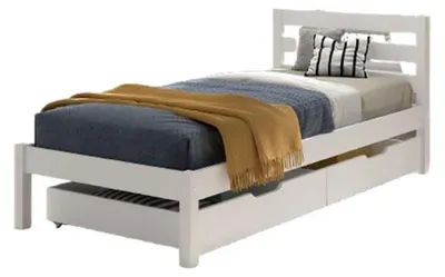 Produktbild von Einzelbett Karolina Kiefer weiß 90x200 mit Rolllattenrost & Schubladen