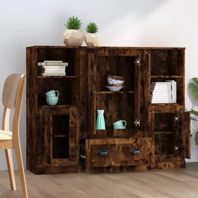 Zdjęcie produktu dla vidaXL Highboards 3 szt. Materiał drewnopochodny dąb wędzony