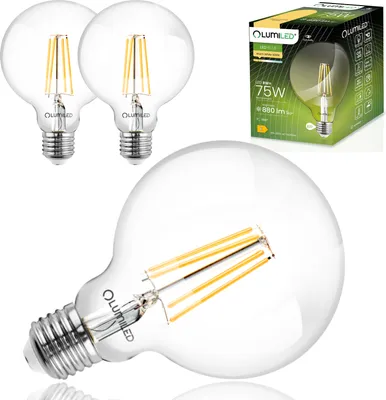 Produktbild von LUMILED 3x E27 LED Lampen G95 Vintage 8W Ersetzt 75W Glühlampe 880lm Leuchtmittel 3000K Warmweiß Glühbirne Retro Filament Glas Kugel Deko Birnen