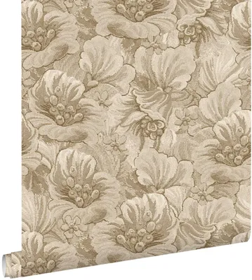 Produktbild von ESTAhome Tapete gesticktes Blumenmuster Graugrün 50 x 900 cm