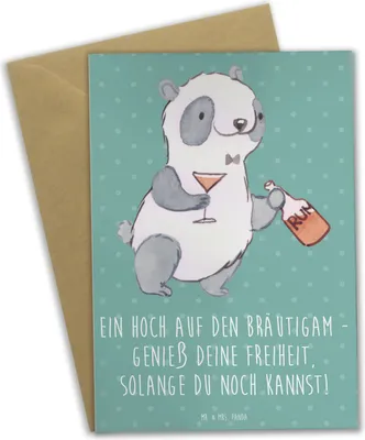 Produktbild von Mr. & Mrs. Panda Grußkarte Junggesellenabschied Feier - Meeresbrise - Geschenk, einladungskarten, Beileidskarte, Heiraten, handgefertigte Produkte, in Erinnerung bleiben