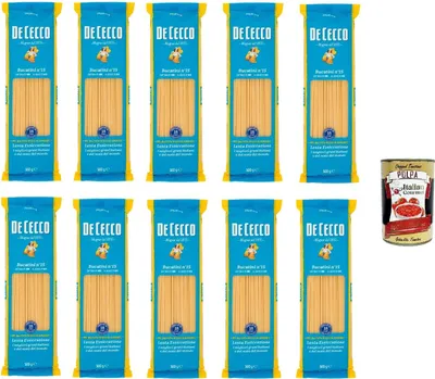 Produktbild von De Cecco Bucatini N°15 100% Italienisch Pasta Nudeln 10x 500g + Italian Gourmet Polpa 400g