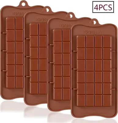 Produktbild von Brechbare Schokoladenformen, Set mit 4 Packungen, Lebensmittelqualität, antihaftbeschichtet, Silikon, Eiweiß und Energieriegel-Formen