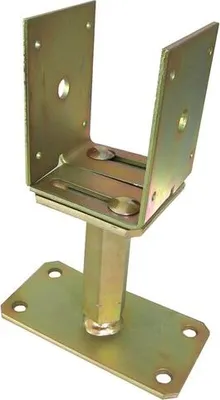 Produktbild von Stützenfuß U-Form - Höhen- & Seitenverstellbar - Verzinkt - Für Pfosten 80-160 mm
