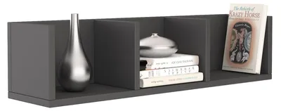 Produktbild von CD DVD Regal STARS Wandregal Hängeregal mit 3 Ablagefächern in grau, Dekorationsregal