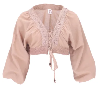 Produktbild von Natürliches Blusentop zum Schnüren, Mittelalterbluse - Altrosa, Damen, Pink, Baumwolle, Größe: L