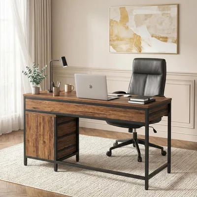 Immagine prodotto di Scrivania - Postazione di lavoro - Scrivania per computer - Scrivania da gaming - Postazione di lavoro domestica - Design industriale - 130x45x82 cm
