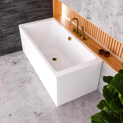 Image de ECOLAM grande baignoire rectangulaire TAMI 200x90 cm + tablier | baignoire pour deux | vidage et trop-plein automatique | pieds + silicone