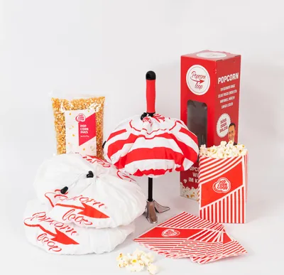 Produktbild von MEGA Paket: Popcornloop I 10 Stk M Popcorncorntüten I 1Kilo Butterfly Mais I 2 Stk Ersatzhauben