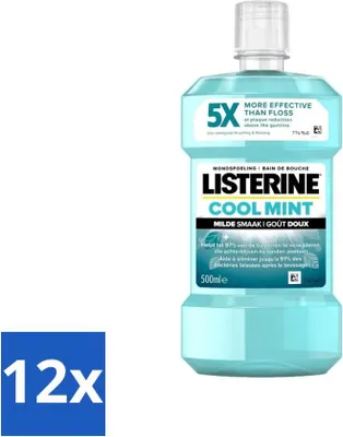 Produktbild von Listerine Mundwasser – Cool Mint – Milder Geschmack – 500 ml - Vorteilspack - 12 Stücke