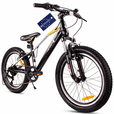 Produktbild von 20-Zoll-Jungenfahrrad, 6-Gang-Shimano-Federung, Verdant Juniper, Schwarz und Gold