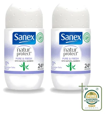 Obrázek produktu pro 2 x Deodorant Sanex Natur Protect, roll-on – Čistá a svěží vůně s bambusem – 50 ml – Balení pro zásobení – 2 kusy