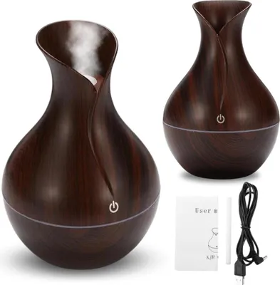 Image de Zolta Aroma Diffuser - Humidificateur d'huiles essentielles - Diffuseur de parfum d'ambiance avec lumières colorées - Diffuseur d'huiles essentielles - 4 modes de lumière - 130 ml - Marron