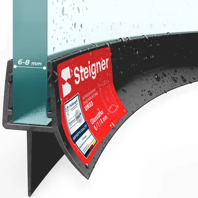 Immagine prodotto di STEIGNER Guarnizione per Doccia, 80 cm, Spessore Vetro 6/7/8 mm, Guarnizione per Doccia Curva in PVC, Nera, UK03S