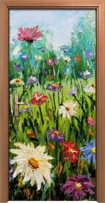 Produktbild von Türposter 90x200 cm Türaufkleber Türtapete Türfolie Klebefolie Gemälde von Blumen wiese modern