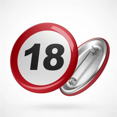 Produktbild von Huuraa Button Achtung 18 Geschenk Ansteck Pin Größe 59mm Achtung 18 Präsent
