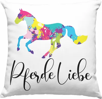 Produktbild von Trendation - Reiterin Mädchen Pferde Geschenk Deko-Kissen mit Füllung 40x40 Reiten Reiterin Kinder Becher Spruch Lustig Geburtstag  Pferdeliebe (Grau)