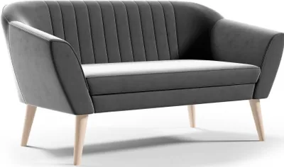 Produktbild von Sofello Sofa 2 Sitzer -- SUZI -- Grau Sitzbank Samt Holzfüße Schnelle Lieferung skandinavischer Stil - schöne Steppung