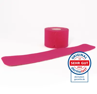 Productafbeelding van axion® PRECUT Kinesiotape, roze, zelfklevend, 25 x 5 cm, 20 voorgesneden sportbanden, waterdichte bandage