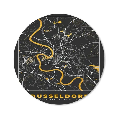 Produktbild von MuchoWow® Mauspad Mousepad Düsseldorf - Stadtplan - Karte - Gold - Deutschland 30x30 cm - Mousepads - Maus Mat - Pad - Mausunterlage - Tischunterlage - Schreibtischmatten