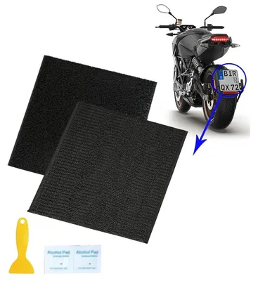 Zdjęcie produktu dla Uchwyty na tablicę rejestracyjną do motocykla, z taśmą samoprzylepną, 180x200mm, zapobiegające spadaniu, zestaw