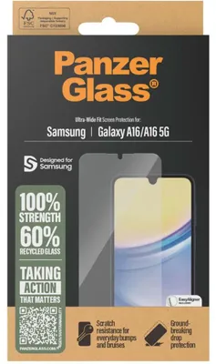 Productafbeelding van PanzerGlass Ultra-Wide Fit Screenprotector voor Samsung Galaxy A16 - Ultra-Clear case friendly