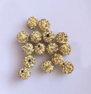 Produktbild von Shamballa Perlen, glitzer, 10 mm, 10 Stück, Grün bleich