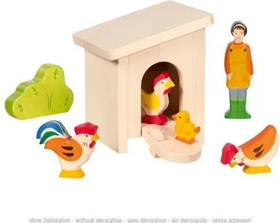 Produktbild von HOLZTIGER kleiner Stall mit Hühnern aus Holz