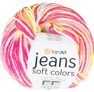 Produktbild von Garn JEANS Soft Colors – 50 g, 140 m – Rosa, Gelb