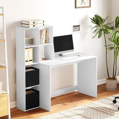 Produktbild von Famanu Schreibtisch mit Bücherregal und Stauraum - 140 x 50 cm