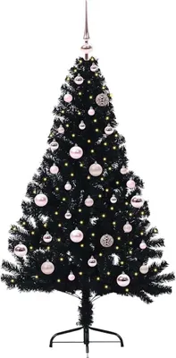 Produktbild von vidaXL Künstlicher vorbeleuchteter Weihnachtsbaum Schwarz 150 cm PVC