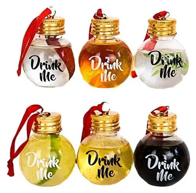 Immagine prodotto di Sfere decorative per albero di Natale, contenenti alcol, in bottiglie di vetro, stile PRL, set da 6