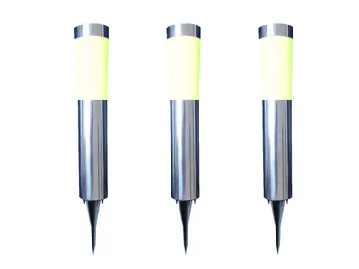 Produktbild von 3er SET LED Erdspieß Solarleuchten für den Garten - Edelstahl Wegebeleuchtung