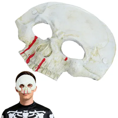 Totenkopf-Halbmaske mit Blutdesign für Halloween & Kostüme