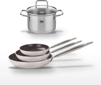 Image de Lot de 3 Poêles 24/28/32 cm Elo Bistro Line et Faitout 14 cm