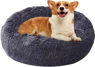 Obrázok produktu pre Malé lôžko pre psov a mačky, v tvare donutu, 60 cm, sivé, ľahko sa čistí