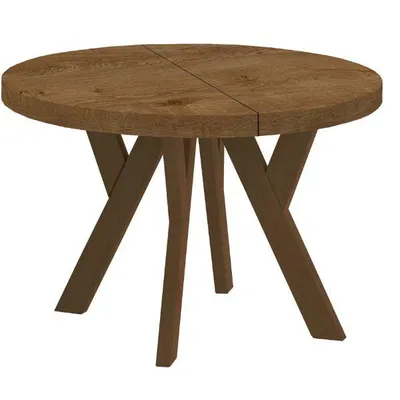 Produktbild von Runder Ausziehbarer Tisch für Esszimmer, PERO, Loft-Stil, Skandinavische, Durchmesser: 100 / 200 cm, Farbe: Eiche Lefkas