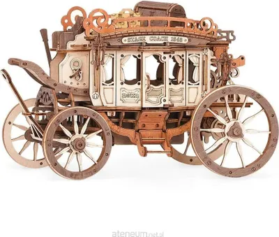 Productafbeelding van ROBOTIME Mechanische muziekdoos "Stagecoach", bouwpakket, vanaf 14 jaar, met geluidseffecten, hout, 199 onderdelen