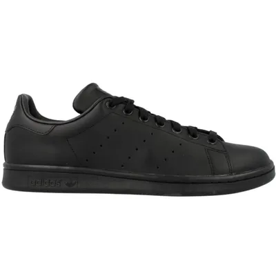 A black Adidas Stan Smith sneaker shown from the side on a white background.