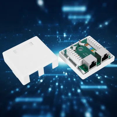 Obrázok produktu pre Super 5 Shield RJ45-8P8C Wall Connector Junction Adapter 2-Port Desktop Extension Cable Mount Box Surface Jack