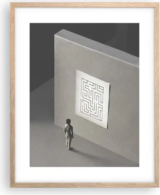 Produktbild von Gerahmtes Poster - Rahmen in heller Eiche - Labyrinth Grau Verloren - 40x50 cm - Wand Bild - Wanddeko - Wandbilder - Kunstposter - Wandposter - Bilderrahmen - Bilder - Kunstdruck - P2NPA40x50-5086