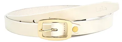 Zdjęcie produktu dla Lois - Szeroki skórzany pasek damski, pasek o szerokości 3 cm, biało-złoty skórzany pasek