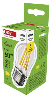 LED Lampe Filament Mini Globe / E27 / 5,9 W (60 W) / 806 lm / Neutral Weiß